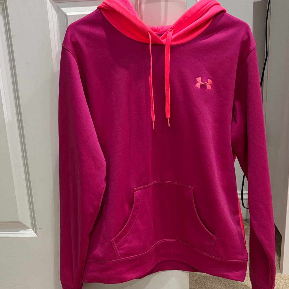Under Armour Bright Pink/Purple Pullover Hoodie Size Large